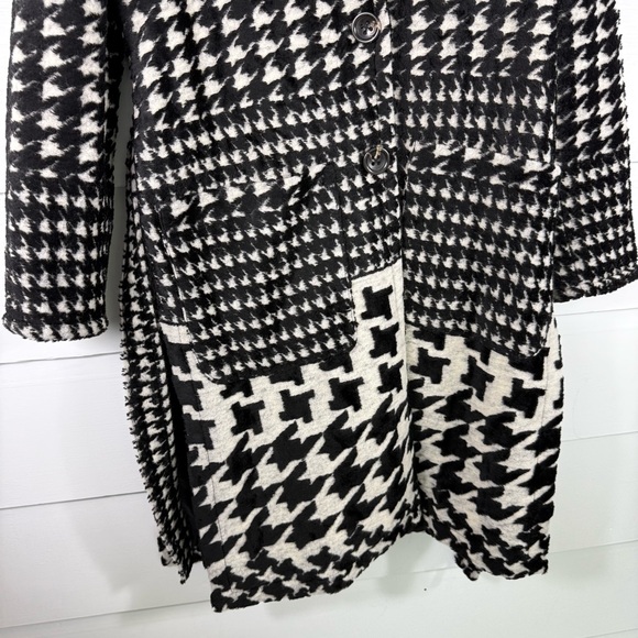 Ett:twa by Anthropologie Black & Cream Wool Blend Houndstooth Coat Size XS - Picture 7 of 15